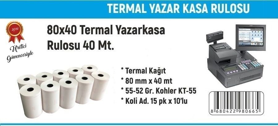 80X40 Termal Rulo 40 Metre 150 Adet 1 Koli | Resan