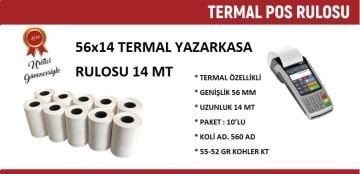 56x14 Termal Rulo 14 Metre 560 Adet 1 Koli | Resan