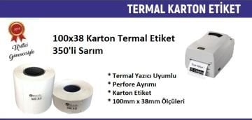 100x38 Karton Termal Etiket 350'li Sarım 90  Adet 1 Koli | Resan