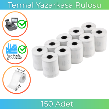 80X50 Termal Rulo 50 MT  150 Adet 1 Koli | Resan