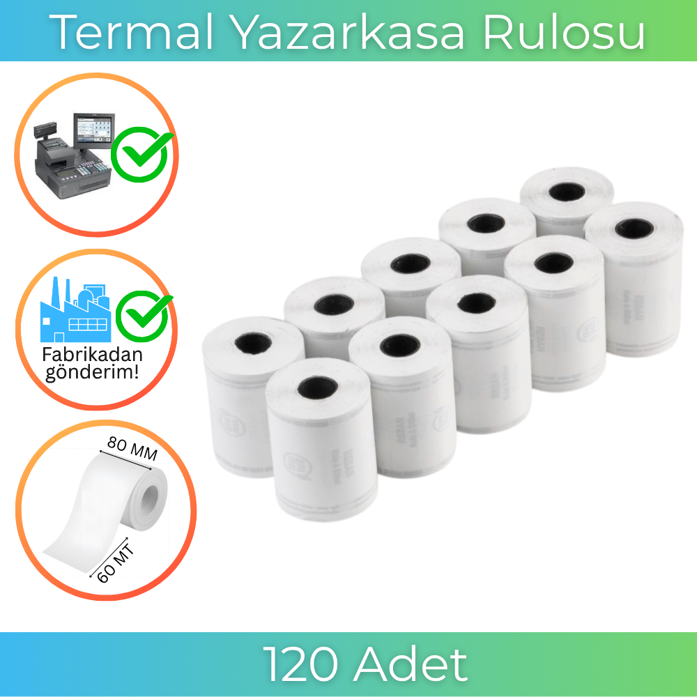 80X60 Termal Rulo 60 MT 120 Adet 1 Koli | Resan