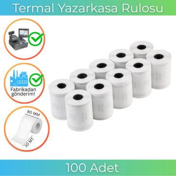 80X30 Termal Rulo 30 Metre 100 Adet  | Resan