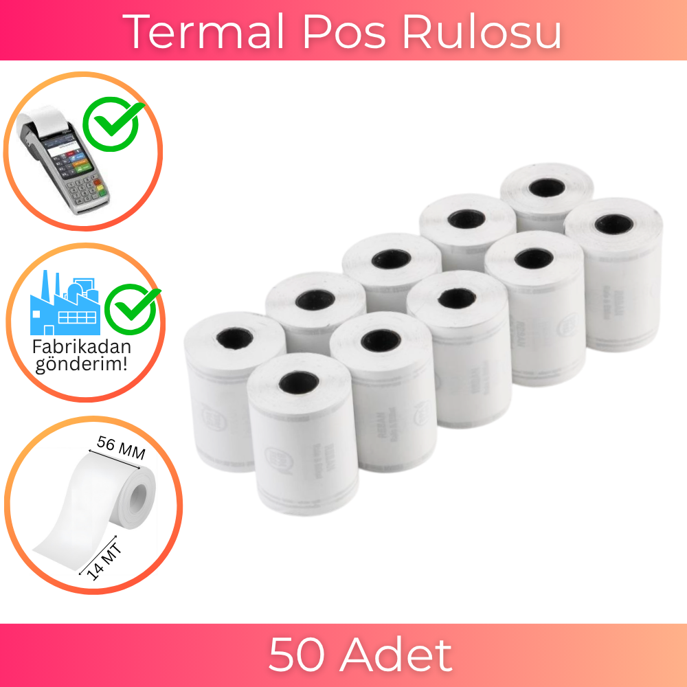 56x14 Termal Rulo 14 Metre 50 Adet | Resan