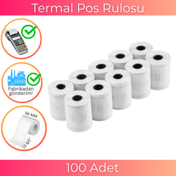 56X15 Pos Cihazı Termal Rulo Kağıdı 15 Metre 100 Adet | Resan